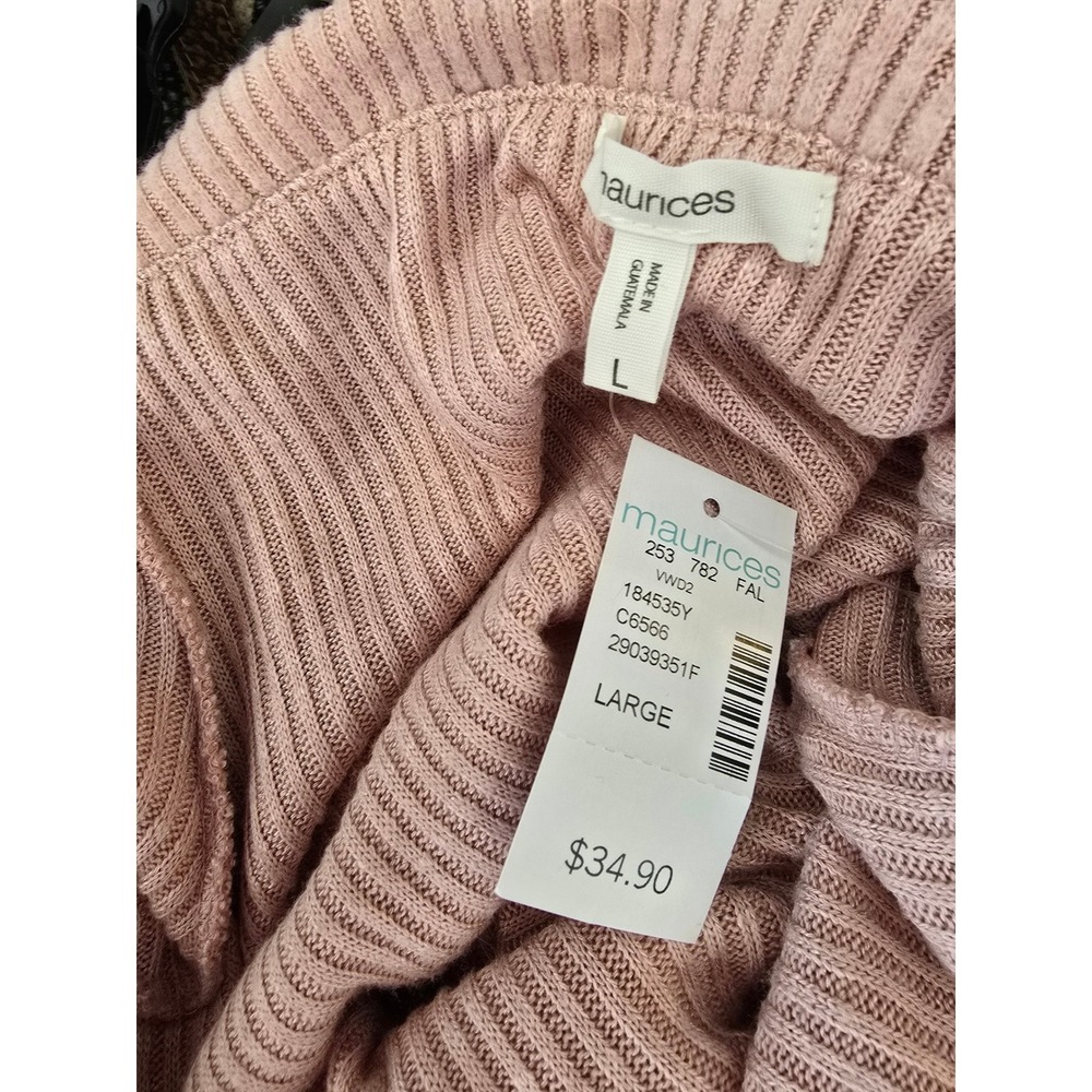 Maurices Pink Ribbed Cowl Neck Long Sleeve Tunic Top Size‎ L - Picture 4 of 5